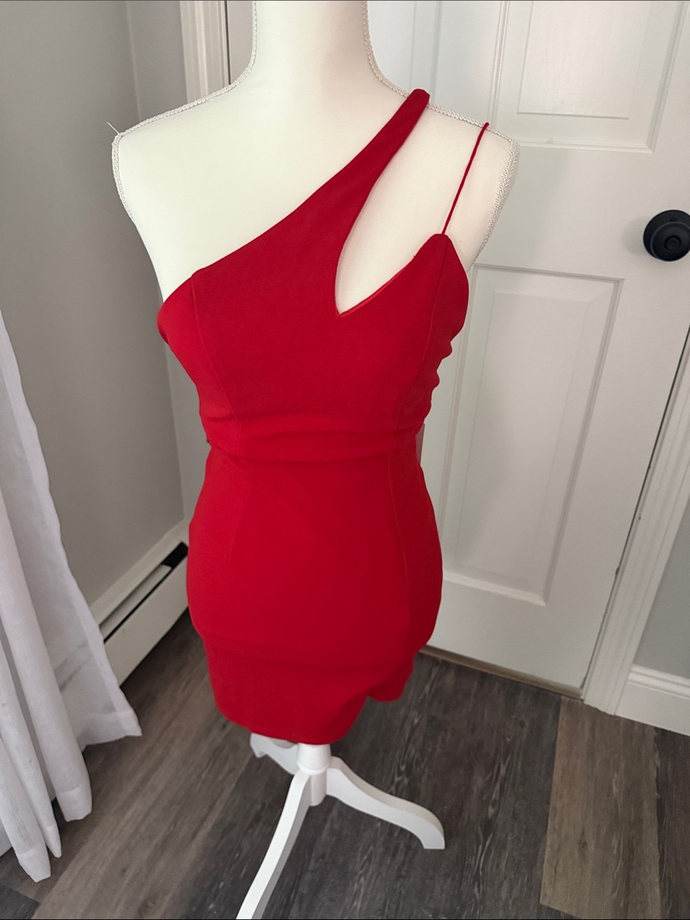 Hello Molly Red One-Shoulder Cutout Mini Dress